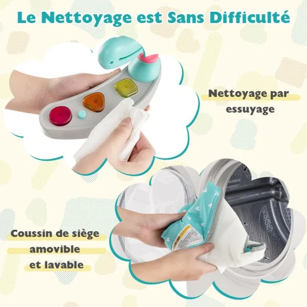 Trotteur Jungle Siège Rebondissant Réglable en Hauteur Jouets Interactifs Plateau Musical Lumières et Sons Centre de Jeu et D'apprentissage Bleu