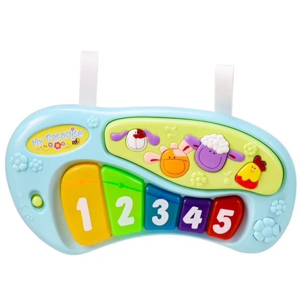 Trotteur Musical Évolutif Bébé 2 en 1 Table d'Activités Siège Pivotant à 360° 3 Hauteurs Réglables 5 Jouets Sensoriels Bleu