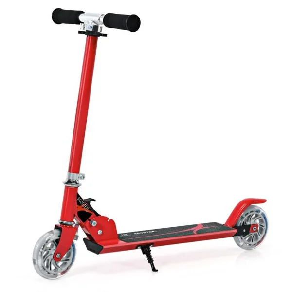 Trottinette Enfant 2 Roues Patinette Enfant Pliable Scooter Enfant Kick avec LED Lumière Hauteur Réglable Bleu/Bleu Foncé/Rose/Rouge/Violet/Jaune