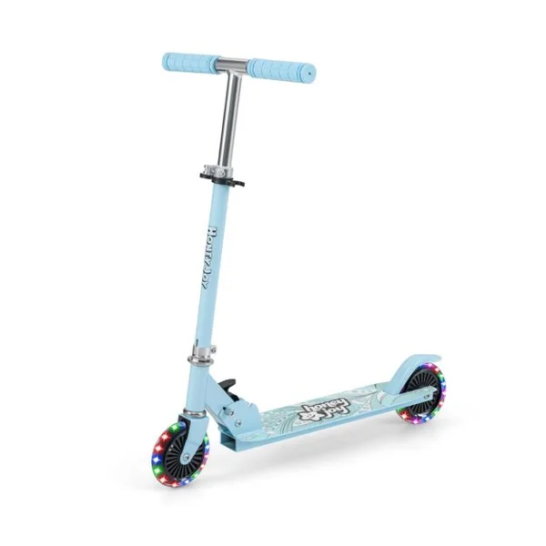 Trottinette Enfant Pliable 2 Roues Clignotantes Automatiques Hauteur Réglable Poignée TPR Alliage d'Aluminium 3-8 Ans 5 Couleurs au Choix