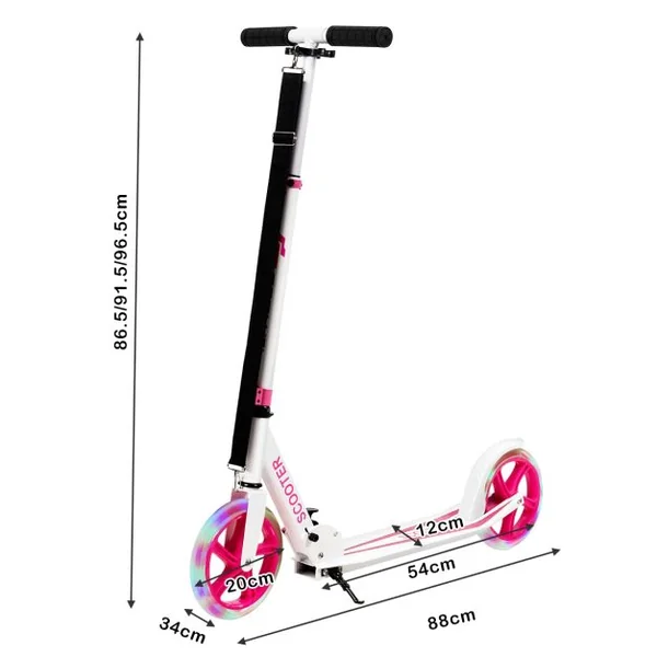 Trottinette Enfant Pliable avec 2 Roues Clignotantes&Guidon Réglable Trottinette Freestyle avec Plateforme Antidérapante Charge 110kg Rose