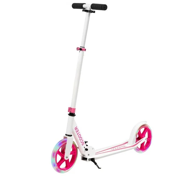 Trottinette Enfant Pliable avec 2 Roues Clignotantes&Guidon Réglable Trottinette Freestyle avec Plateforme Antidérapante Charge 110kg Rose