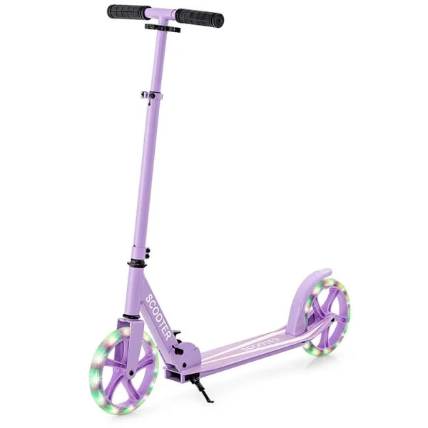 Trottinette Enfant Pliable avec 2 Roues Clignotantes&Guidon Réglable Trottinette Freestyle avec Plateforme Antidérapante Charge 110kg Violet