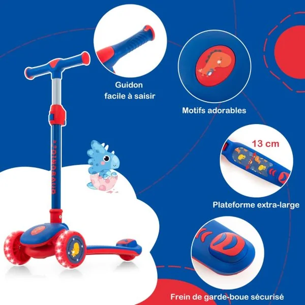 Trottinette Enfant Pliable avec Roues Clignotantes&Hauteur Réglable(63-83cm) Charge 50kg pour 37-60 Mois Rose