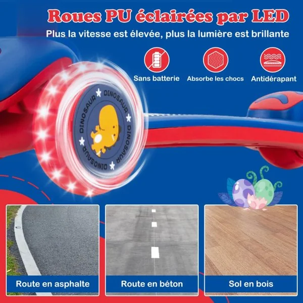 Trottinette Enfant Pliable avec Roues Clignotantes&Hauteur Réglable(63-83cm) Charge 50kg pour 37-60 Mois Rose