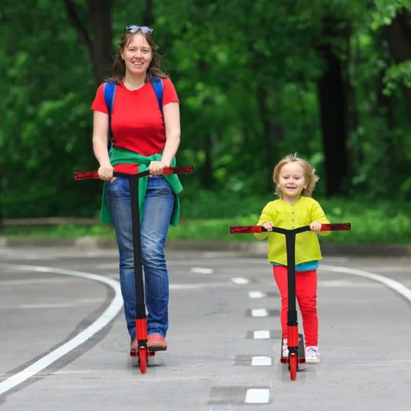 Trottinette Enfants 2 Roues Système de Compression HIC Roulements ABEC-9 Plateforme en Aluminium 7 Ans Charge 100KG Rouge