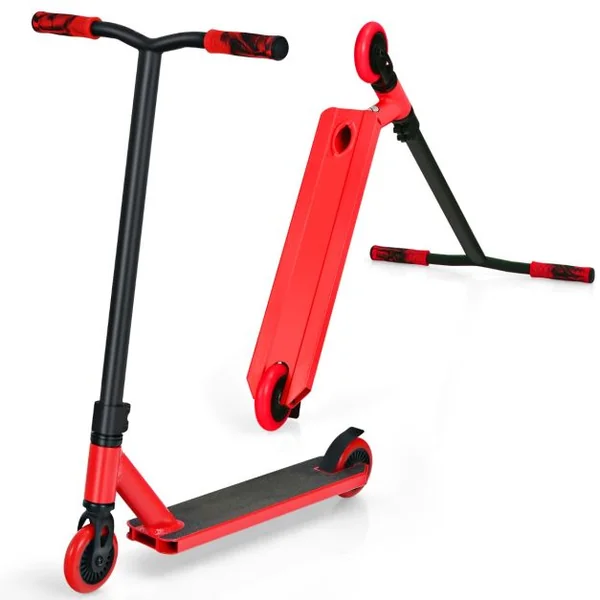 Trottinette Enfants 2 Roues Système de Compression HIC Roulements ABEC-9 Plateforme en Aluminium 7 Ans Charge 100KG Rouge