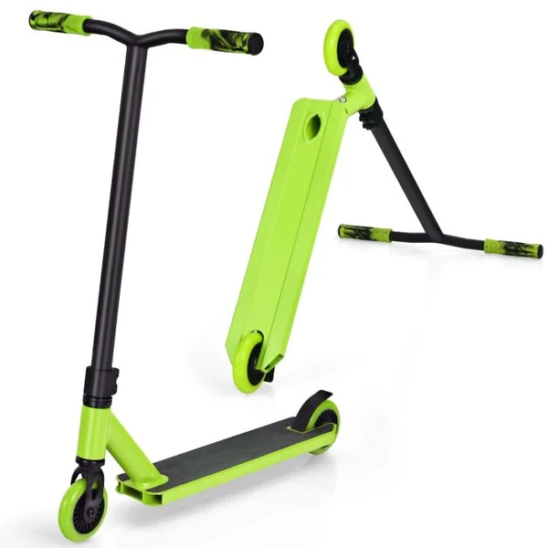 Trottinette Enfants 2 Roues Système de Compression HIC Roulements ABEC-9 Plateforme en Aluminium 7 Ans Charge 100KG Vert
