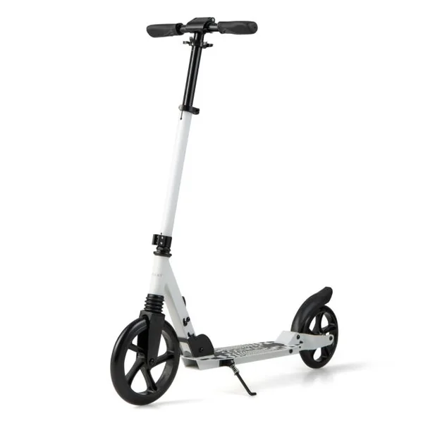 Trottinette Pliable en une Seconde avec Guidon Réglable Cadre en Aluminium Béquille Roulements ABCE-7 Charge 100 kg Blanc + Noir