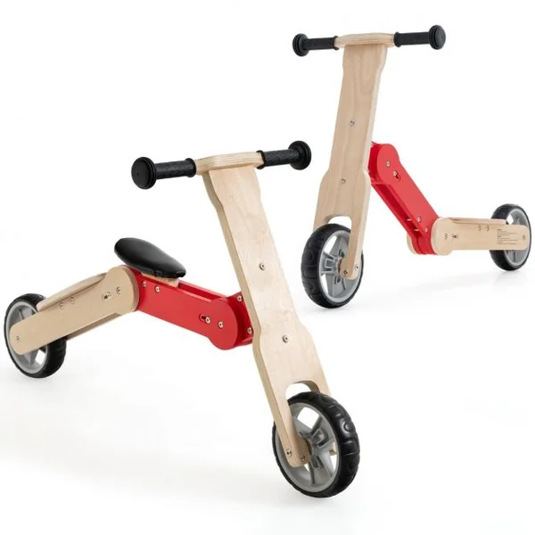Trottinette pour Enfants 2 en 1 Ajustée à DraisienneSiège Amovible- Roues en EVA Cadre en Bois Charge Max.: 50KG 3 Ans +