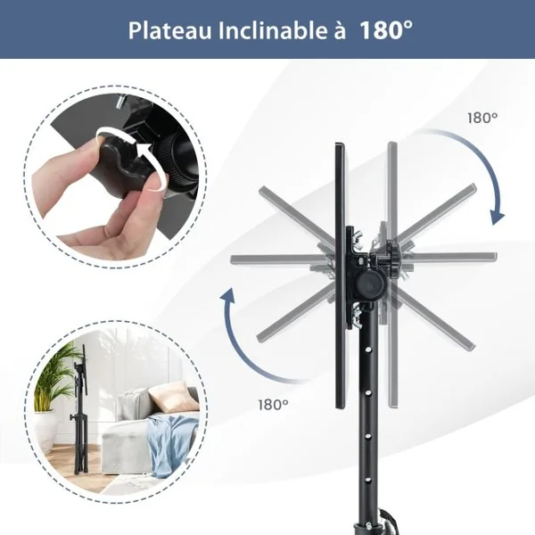 Trépied pour Projecteur à Hauteur Réglable 70-118,5CM Support Videoprojecteur pour Projecteur d'Ordinateur Portable Convient aux Bureau Maison