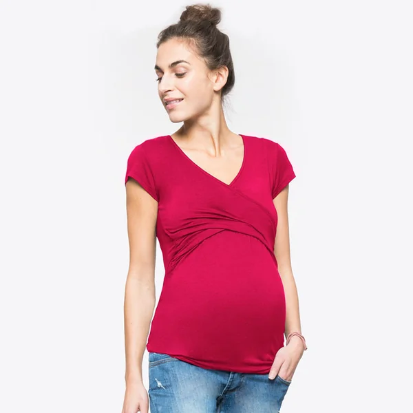 T-shirt de grossesse et d'allaitement col V manches courtes
