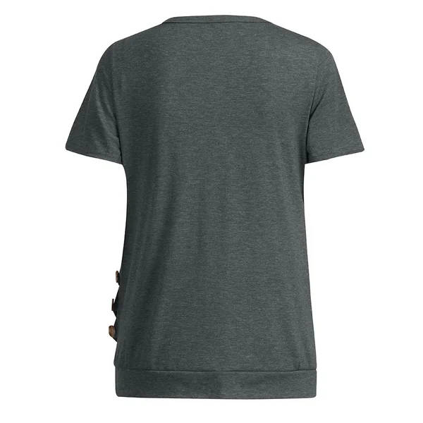 T-shirt de grossesse et d'allaitement manche courtes avec boutons dorés