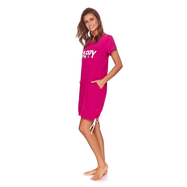 T-shirt de nuit de grossesse et d'allaitement en coton oeko-tex - Bleu/Rose/Fushia - Reste 1L