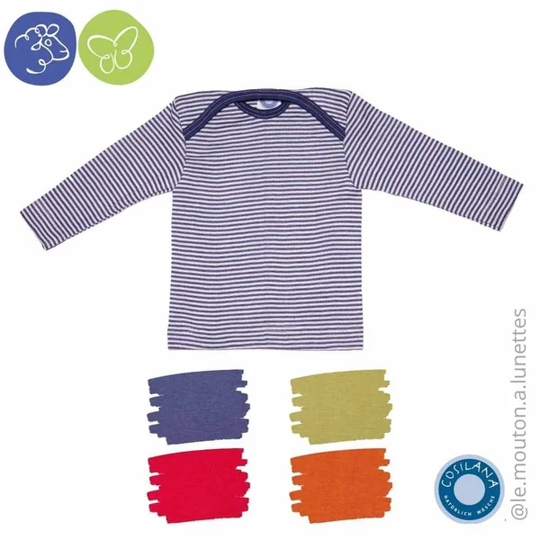 T-shirt en laine et soie manches longues bébé - COSILANA
