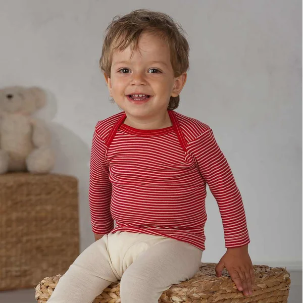 T-shirt en laine et soie manches longues bébé - COSILANA