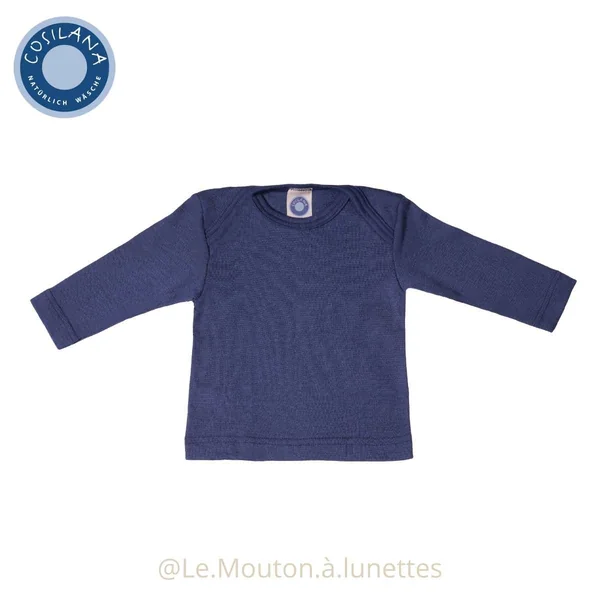 T-shirt en laine et soie manches longues bébé - COSILANA