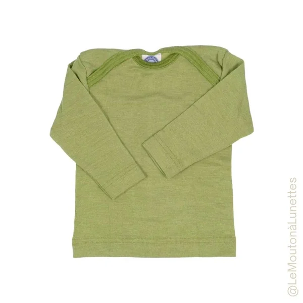 T-shirt en laine et soie manches longues bébé - COSILANA
