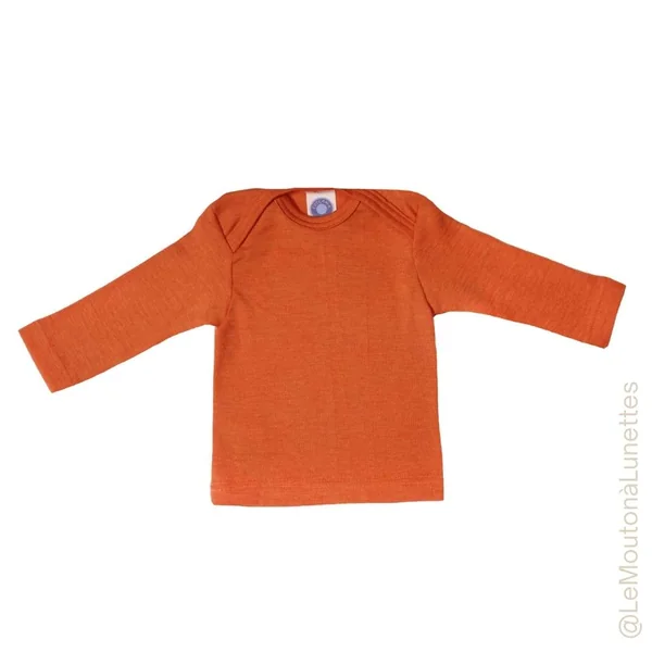 T-shirt en laine et soie manches longues bébé - COSILANA