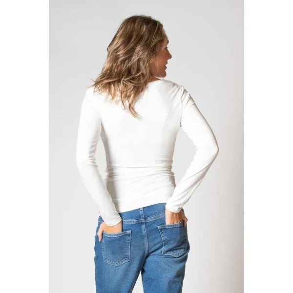 T-shirt Grossesse Manche Longue Jenna - Blanc cassé