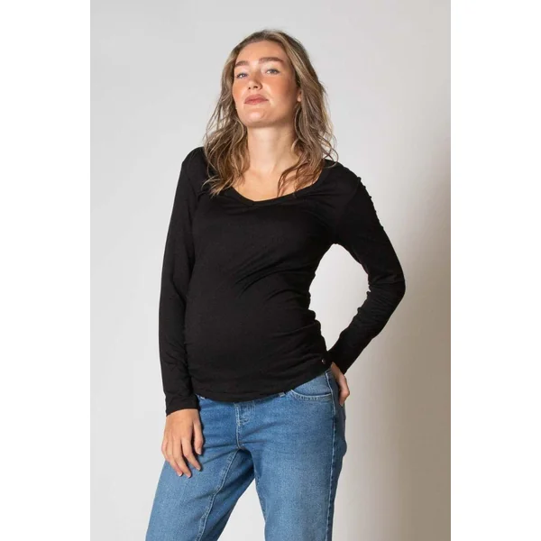 T-shirt Grossesse Manche Longue Jenna - Noir
