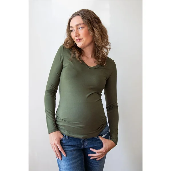 T-shirt Grossesse Manches Longues - Olive