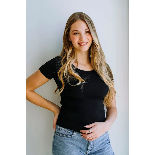T-shirt long en bambou - noir