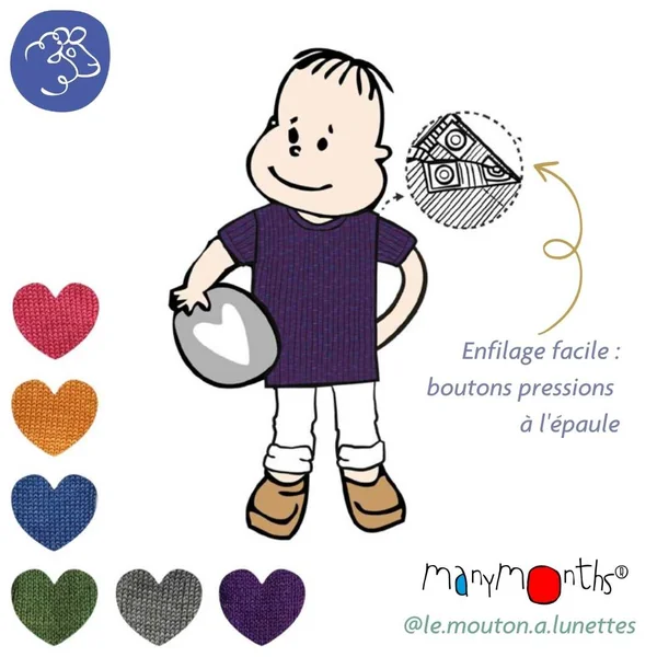 T-shirt mérinos ManyMonths manches courtes enfant