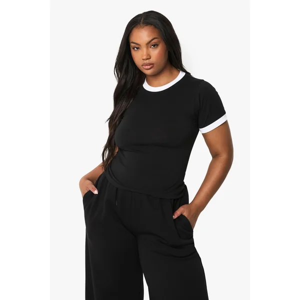 T-shirt ringer ajusté Plus aux bords contrastés