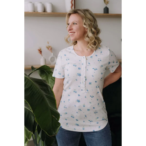 T-shirt TALIA à boutons - fleuri bleu poudre