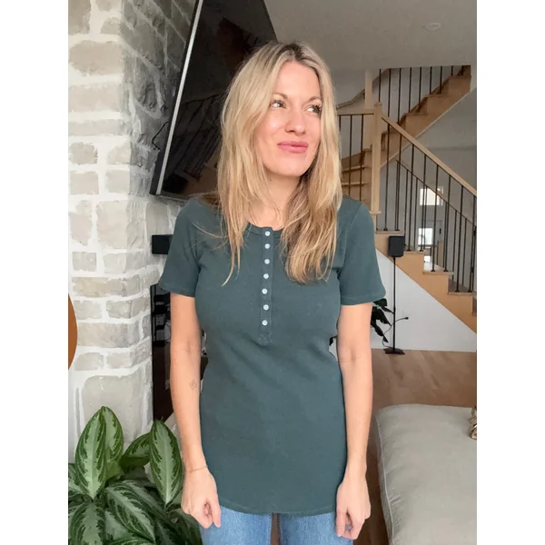 T-shirt TALIA à boutons - émeraude