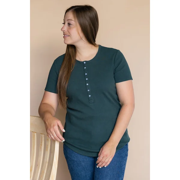 T-shirt TALIA à boutons - émeraude