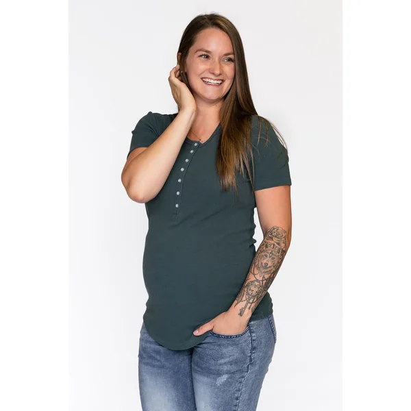T-shirt TALIA à boutons - émeraude
