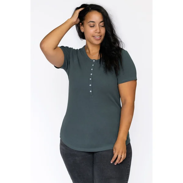 T-shirt TALIA à boutons - émeraude