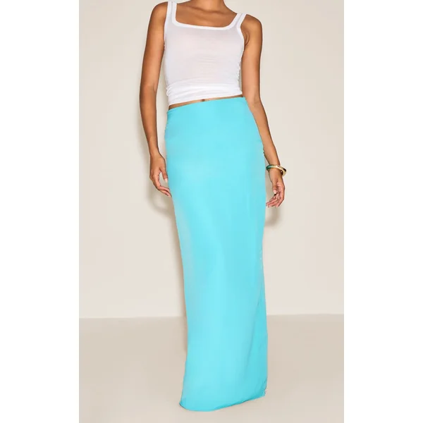 Turquoise Jupe Longue En Mousseline Imprimé Zèbre