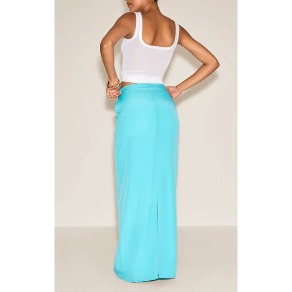 Turquoise Jupe Longue En Mousseline Imprimé Zèbre