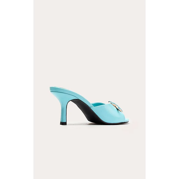 Turquoise Mule À Talon Chaton Avec Ornement Étoile De Mer