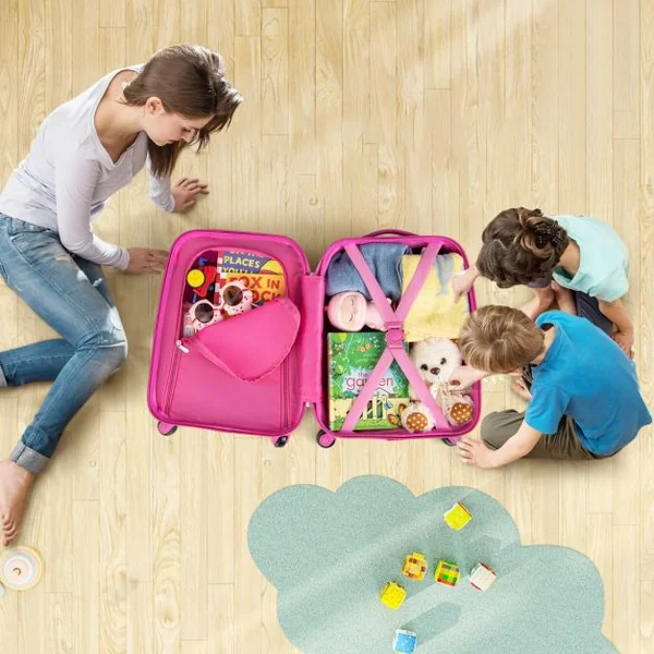 Valise Enfant à Roulettes 16’’ + Sac à dos 12’’ Ensemble de Bagage Enfants 10 Couleurs au Choix