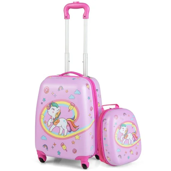 Valise Enfant à Roulettes 16’’ + Sac à dos 12’’ Ensemble de Bagage Enfants 10 Couleurs au Choix