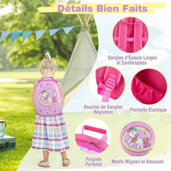 Valise Enfant à Roulettes 16’’ + Sac à dos 12’’ Ensemble de Bagage Enfants 10 Couleurs au Choix