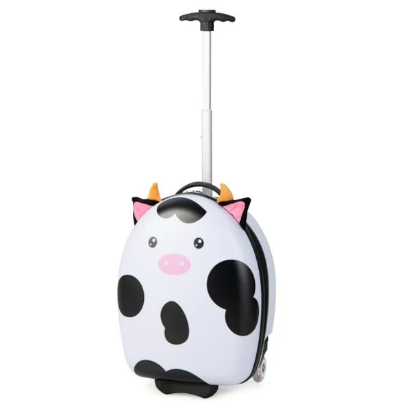 Valise Enfants à Roulettes 16’’ avec Roues Lumineuses Bagages Enfant avec Poignée Rétractable 68,5-83,5CM Laitière