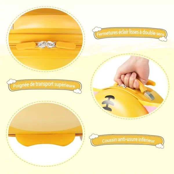 Valise Enfants à Roulettes 16’’ avec Roues Lumineuses Bagages Enfant avec Poignée Rétractable 68,5-83,5CM Tigre