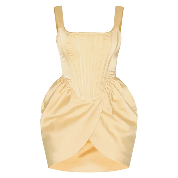 Vanille Robe Mini Tulipe Corsetée À Encolure Carrée En Satin Shape