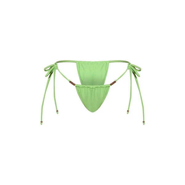 Vert Bas De Bikini Tanga À Perles Dorées Shape Bright