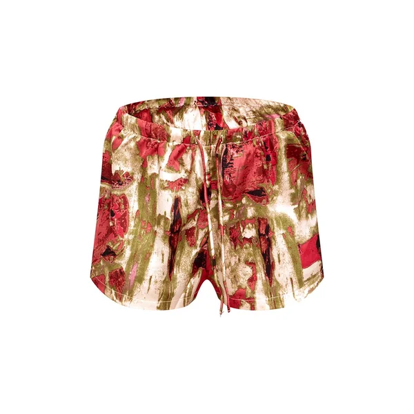 Vert Ensemble Coordonné Short En Satin À Imprimé Abstrait