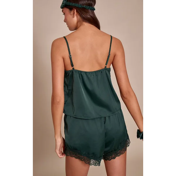 Vert Forêt Ensemble De Nuit En Satin Avec Sac Cadeau