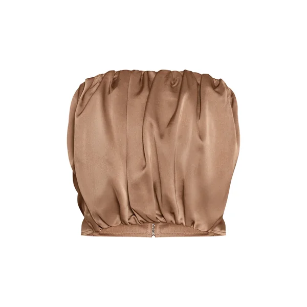 Vert Olive Haut Bandeau Drapé En Satin Doré
