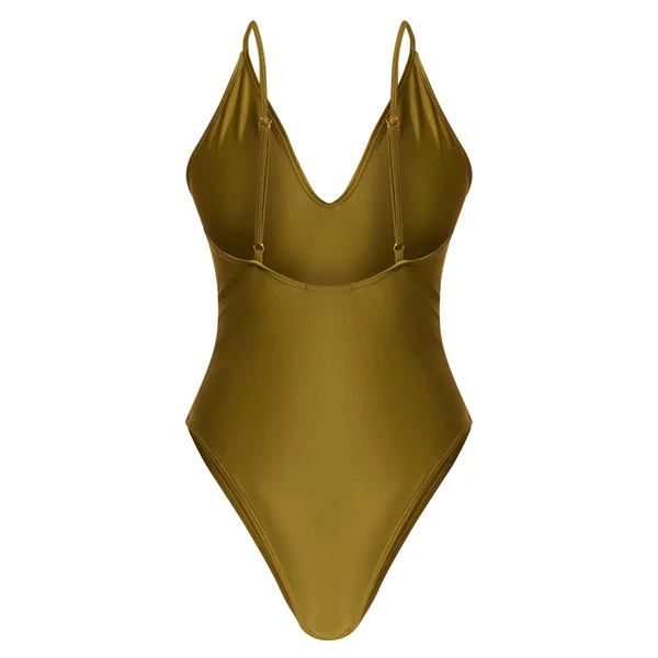 Vert Olive Maillot De Bain Échancré Basique