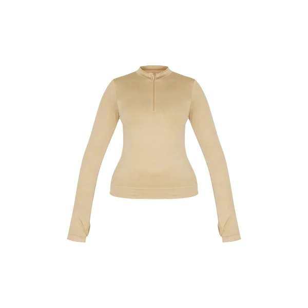 Vert Olive Veste Ajustée Sans Couture Avec Détails De Lignes