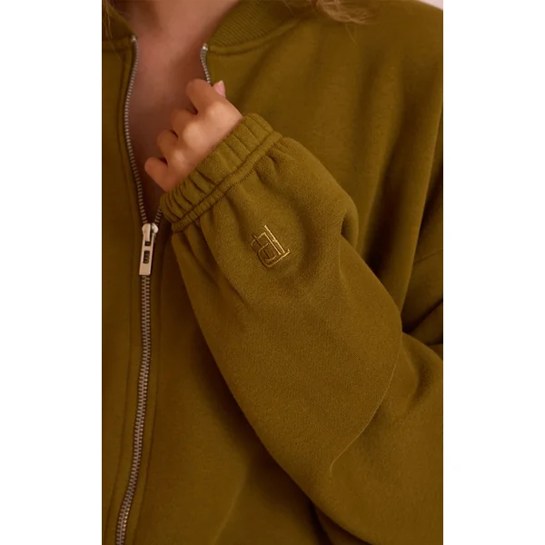 Vert Olive Veste Bomber Molletonnée